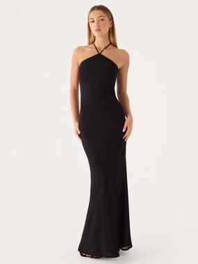 NWT ANOUK halter PEPPERMAYO Strappy Black Evening Gown maxi dress hello Molly